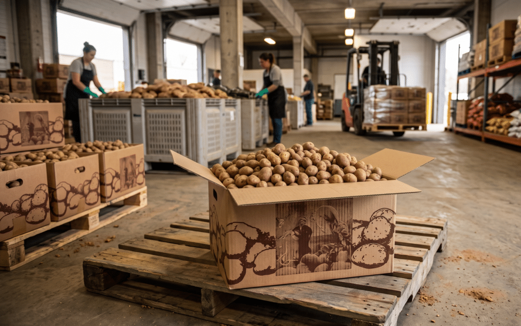 Caisse passe-partout contenant 12,5 kg de pommes de terre pour maraichers